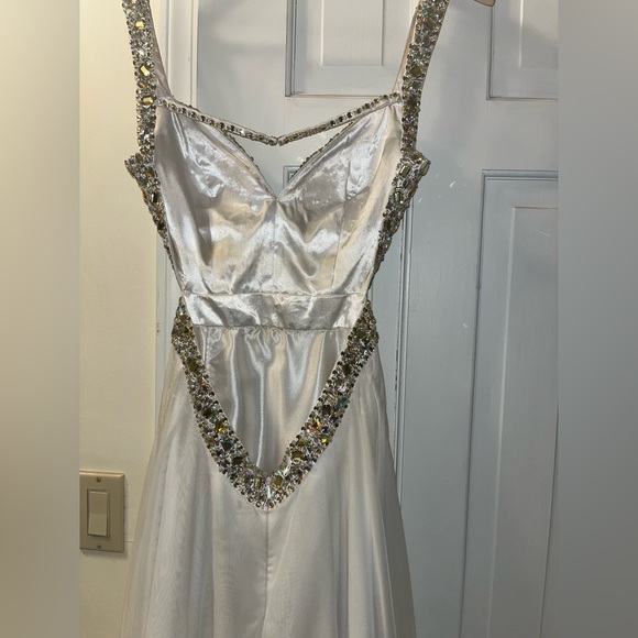 Gorgeous White Jovani Prom Dress w/ Intricate Beading, Sequins, & Rhinestones - Picture 12 of 12